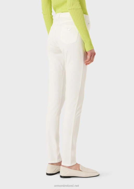 Women 086V2753 J20 High-Waisted Super Skinny-Leg Jeans In Mineral Garment-Dyed Comfort Denim Armani White