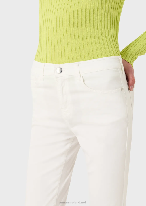 Women 086V2753 J20 High-Waisted Super Skinny-Leg Jeans In Mineral Garment-Dyed Comfort Denim Armani White