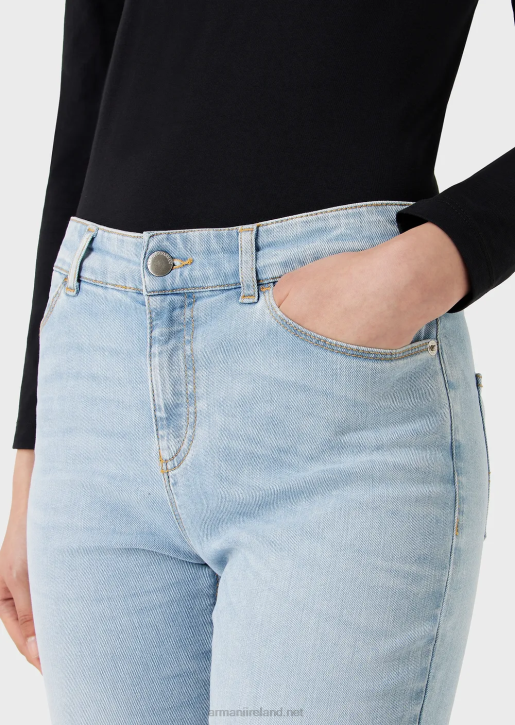 Women 086V2754 J18 High-Waisted Skinny-Leg Faded Comfort-Denim Jeans Armani Light Blue