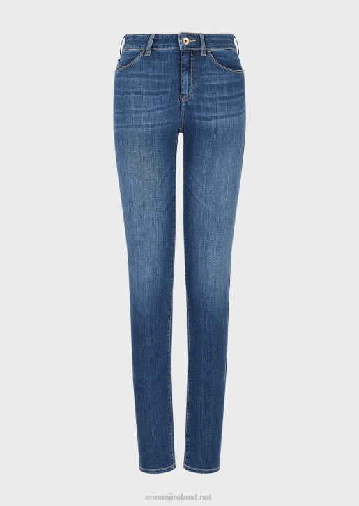 Women 086V2755 J18 High-Waisted, Skinny Jeans In Stretch Tencel Denim Armani Dark Blue