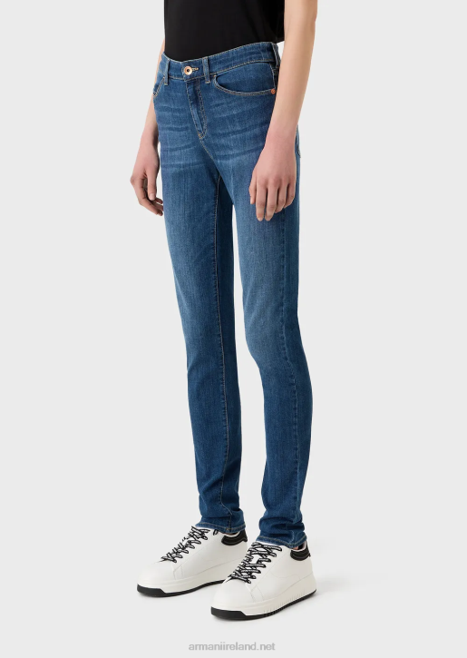 Women 086V2755 J18 High-Waisted, Skinny Jeans In Stretch Tencel Denim Armani Dark Blue