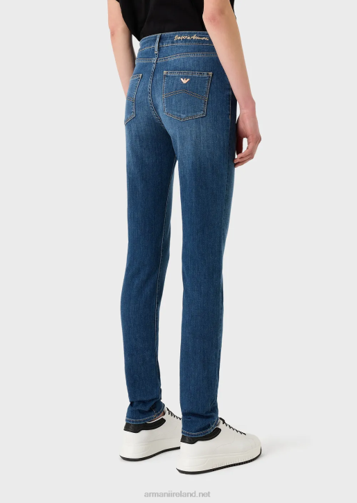 Women 086V2755 J18 High-Waisted, Skinny Jeans In Stretch Tencel Denim Armani Dark Blue