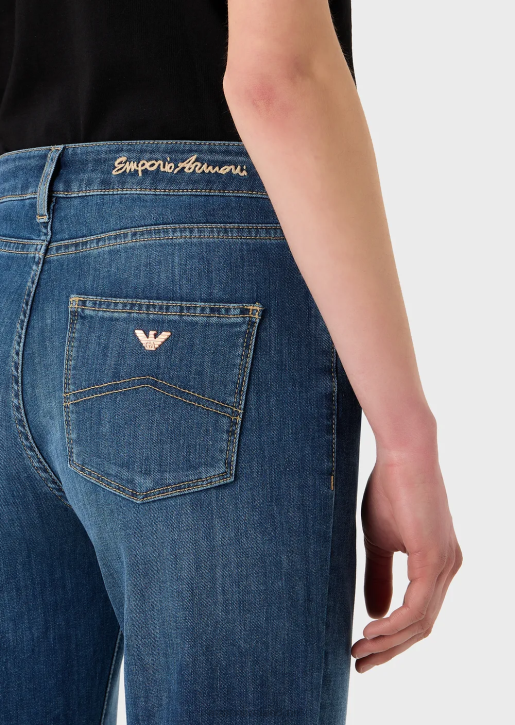 Women 086V2755 J18 High-Waisted, Skinny Jeans In Stretch Tencel Denim Armani Dark Blue