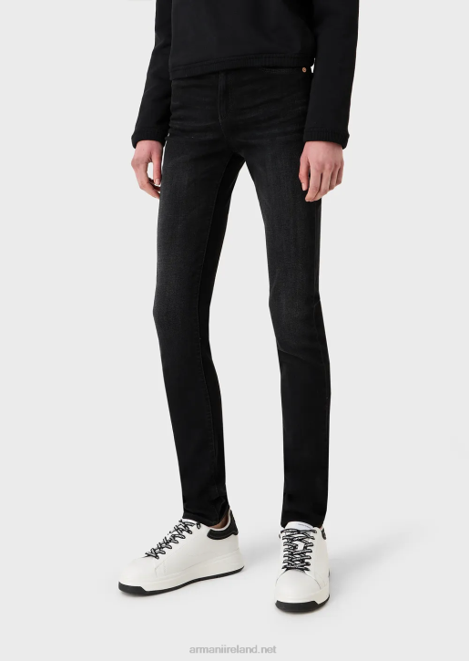 Women 086V2756 J18 High-Waisted, Skinny Jeans In Stretch Tencel Denim Armani Black