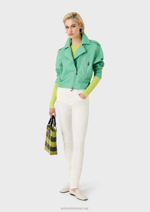 Women 086V2757 J18 High-Waisted Skinny-Leg Trousers In Mineral Garment-Dyed Comfort Denim Armani White