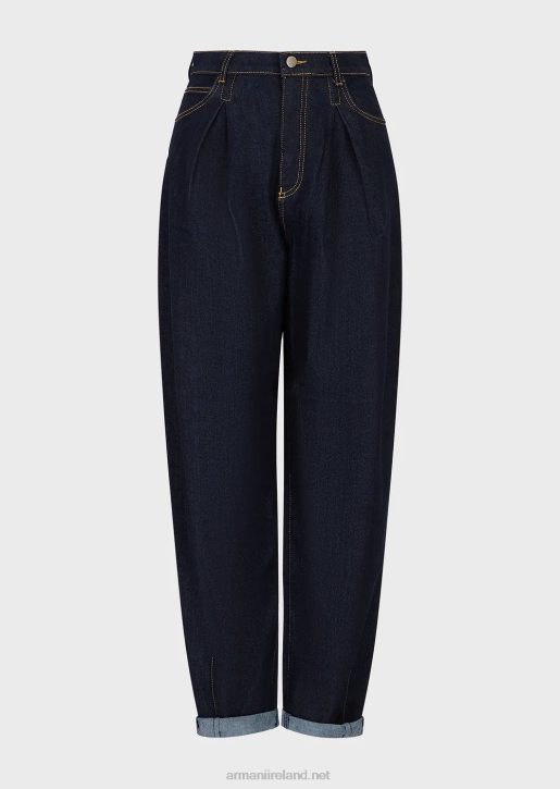 Women 086V2759 J97 Jeans With Godet Pleats In Soft Comfort Denim Armani Dark Blue