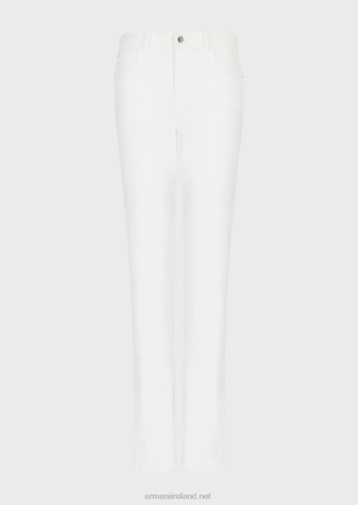 Women 086V2765 J47 Medium High-Waisted, Flared Leg, Comfort Bull Denim Jeans Armani White