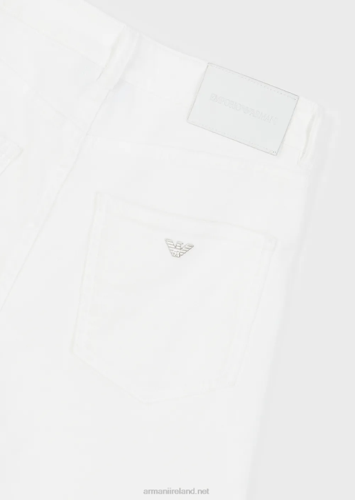Women 086V2765 J47 Medium High-Waisted, Flared Leg, Comfort Bull Denim Jeans Armani White