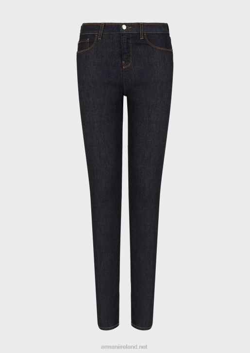 Women 086V2769 J20 High-Waisted, Super Skinny-Leg Jeans In Mercerised Comfort Denim Armani Navy Blue