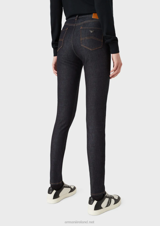 Women 086V2769 J20 High-Waisted, Super Skinny-Leg Jeans In Mercerised Comfort Denim Armani Navy Blue