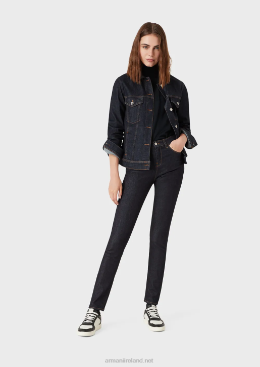 Women 086V2769 J20 High-Waisted, Super Skinny-Leg Jeans In Mercerised Comfort Denim Armani Navy Blue