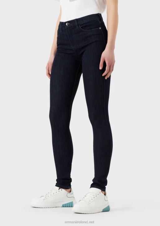 Women 086V2770 J20 High-Waisted, Super Skinny-Leg Lyocell Denim Jeans Armani Dark Blue
