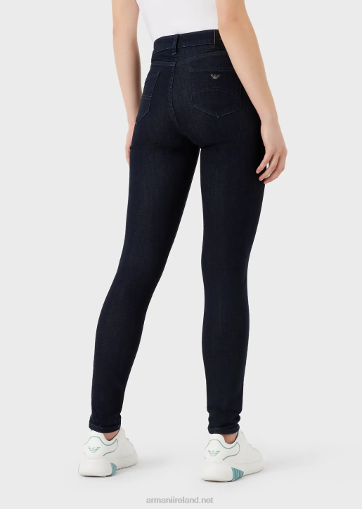 Women 086V2770 J20 High-Waisted, Super Skinny-Leg Lyocell Denim Jeans Armani Dark Blue