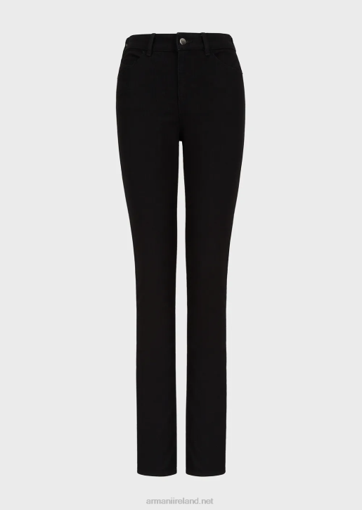 Women 086V2771 J18 High-Waisted Skinny-Fit Rinsed Comfort-Denim Jeans Armani Black
