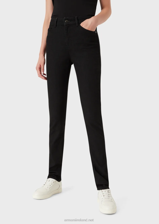 Women 086V2771 J18 High-Waisted Skinny-Fit Rinsed Comfort-Denim Jeans Armani Black
