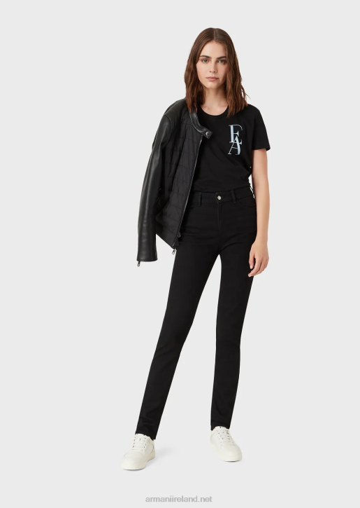 Women 086V2771 J18 High-Waisted Skinny-Fit Rinsed Comfort-Denim Jeans Armani Black