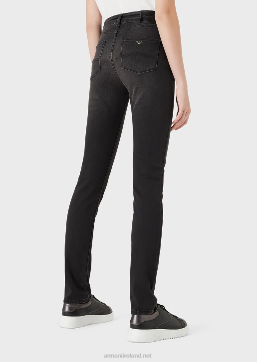 Women 086V2772 J18 High-Waisted Skinny-Fit Stonewashed Comfort-Denim Jeans Armani Black