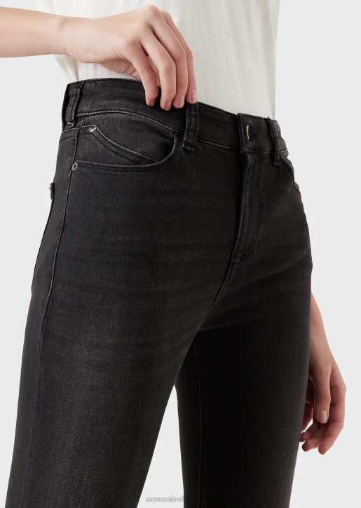 Women 086V2772 J18 High-Waisted Skinny-Fit Stonewashed Comfort-Denim Jeans Armani Black