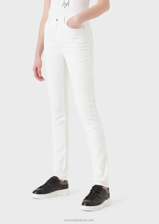 Women 086V2773 J18 High Waist Skinny-Leg Jeans In Comfort Bull-Denim Armani White