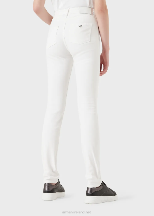Women 086V2773 J18 High Waist Skinny-Leg Jeans In Comfort Bull-Denim Armani White