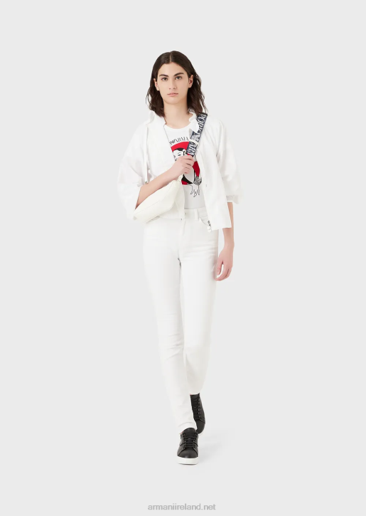 Women 086V2773 J18 High Waist Skinny-Leg Jeans In Comfort Bull-Denim Armani White