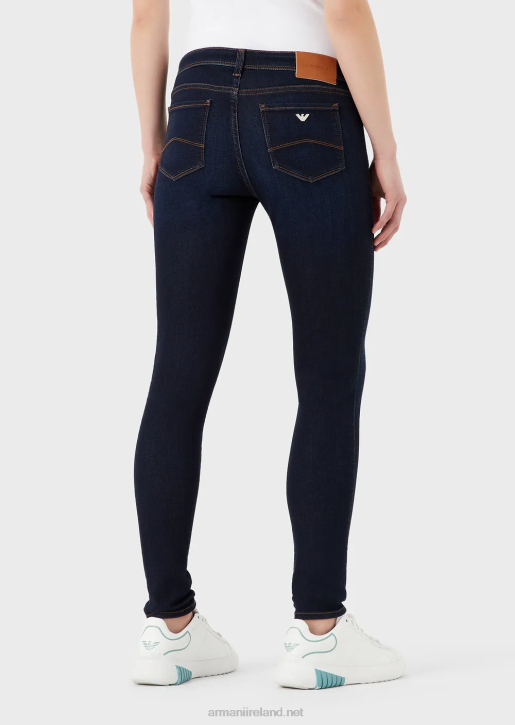 Women 086V2774 J28 Medium-Waisted, Super Skinny-Leg Lyocell Denim Jeans Armani Dark Blue