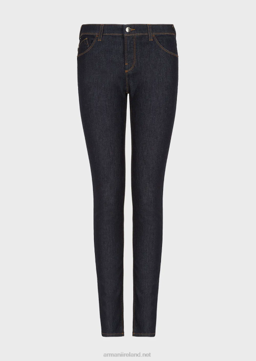 Women 086V2776 J28 Medium-Waisted, Super Skinny-Leg Jeans In Mercerised Comfort Denim Armani Navy Blue