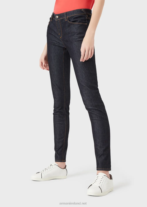 Women 086V2776 J28 Medium-Waisted, Super Skinny-Leg Jeans In Mercerised Comfort Denim Armani Navy Blue