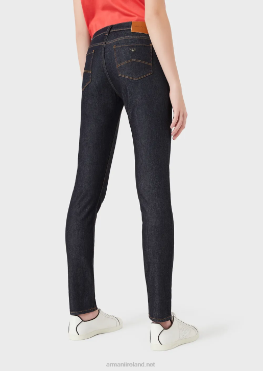 Women 086V2776 J28 Medium-Waisted, Super Skinny-Leg Jeans In Mercerised Comfort Denim Armani Navy Blue