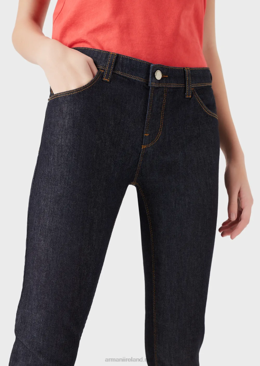 Women 086V2776 J28 Medium-Waisted, Super Skinny-Leg Jeans In Mercerised Comfort Denim Armani Navy Blue