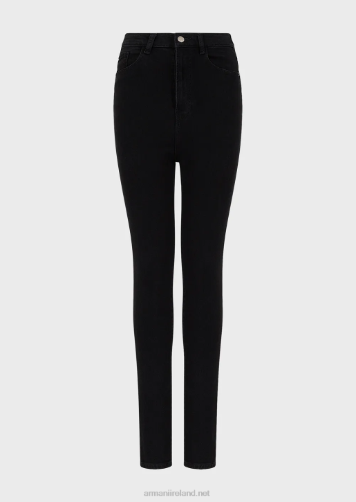 Women 086V2777 J64 Very High-Waisted, Super Skinny-Leg Jeans In Rinsed Comfort Denim Armani Black