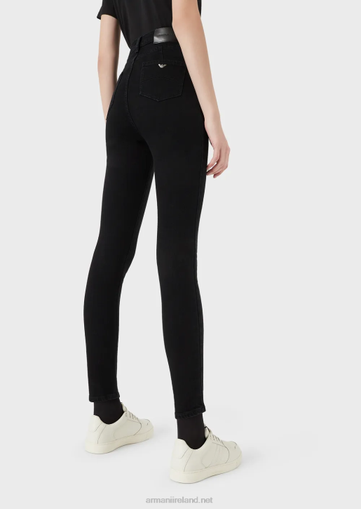 Women 086V2777 J64 Very High-Waisted, Super Skinny-Leg Jeans In Rinsed Comfort Denim Armani Black