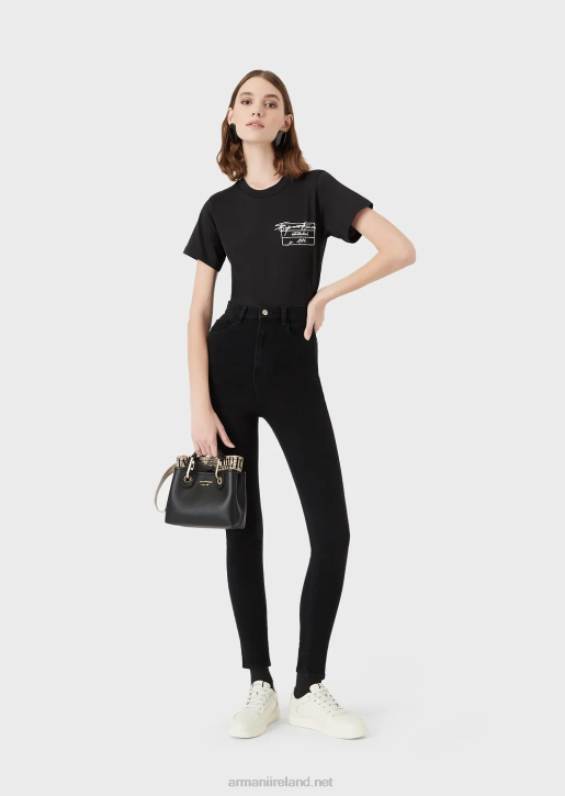 Women 086V2777 J64 Very High-Waisted, Super Skinny-Leg Jeans In Rinsed Comfort Denim Armani Black