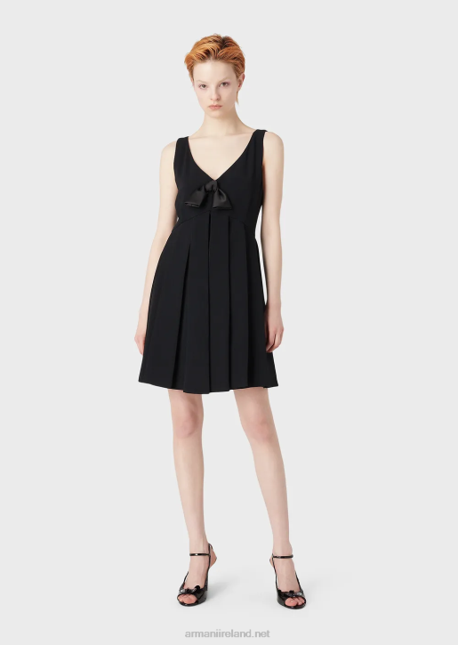 Women 086V104 Flared Dress With Envers Satin Bow And Fringes Armani