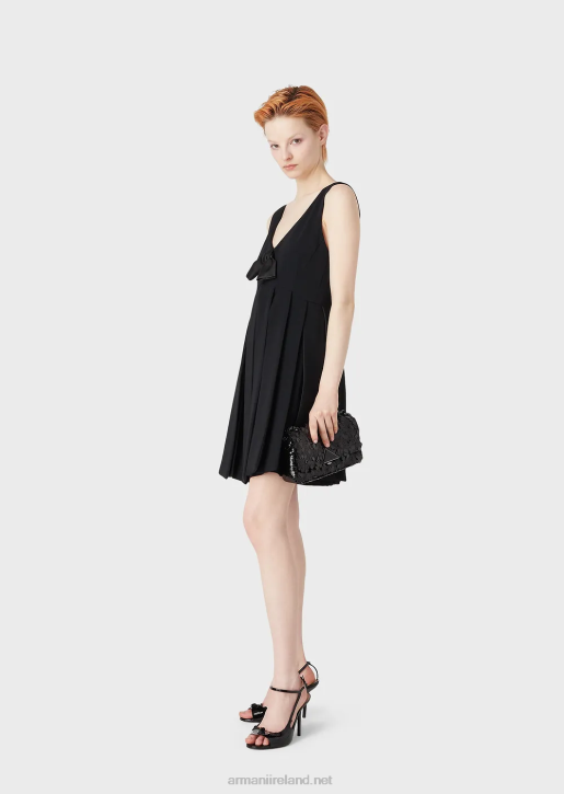 Women 086V104 Flared Dress With Envers Satin Bow And Fringes Armani