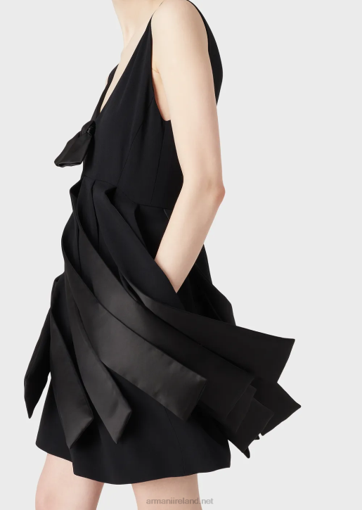 Women 086V104 Flared Dress With Envers Satin Bow And Fringes Armani