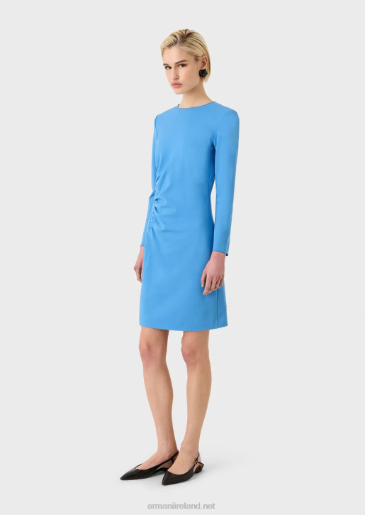 Women 086V107 Milano-Stitch Sheath Dress With Draping Armani Azure