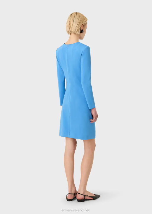 Women 086V107 Milano-Stitch Sheath Dress With Draping Armani Azure