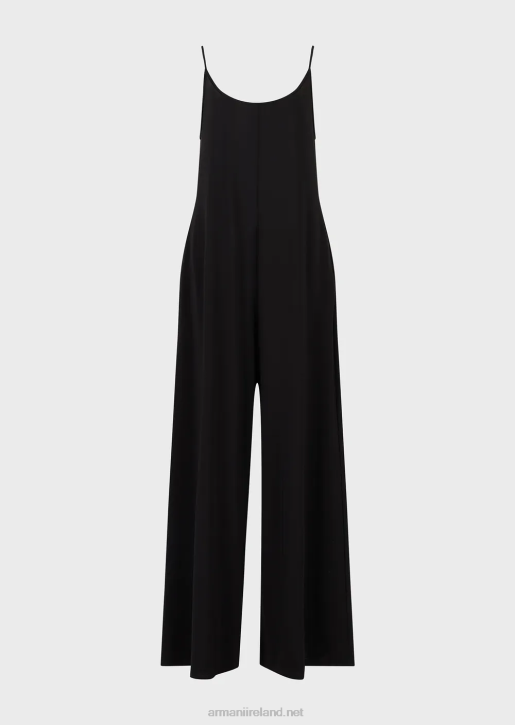 Women 086V119 Stretch Jersey Crepe Jumpsuit With Back Neckline Armani Black