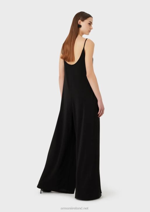 Women 086V119 Stretch Jersey Crepe Jumpsuit With Back Neckline Armani Black