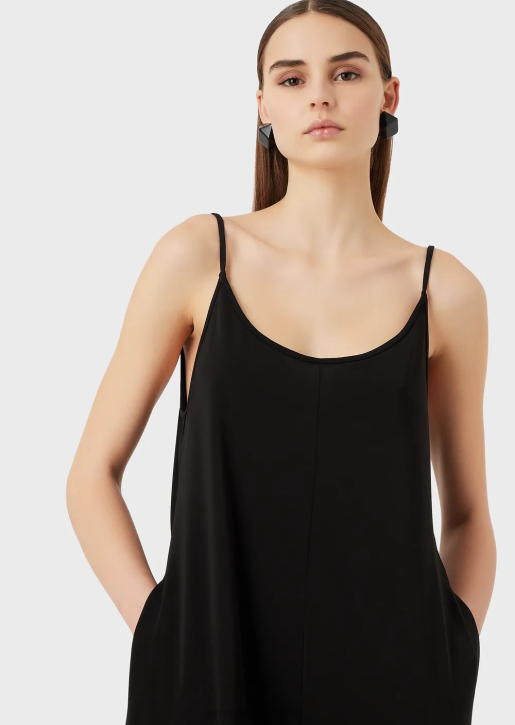 Women 086V119 Stretch Jersey Crepe Jumpsuit With Back Neckline Armani Black