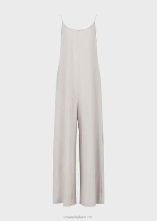Women 086V120 Stretch Jersey Crepe Jumpsuit With Back Neckline Armani Gray