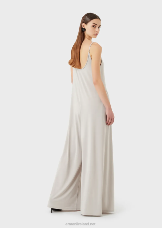 Women 086V120 Stretch Jersey Crepe Jumpsuit With Back Neckline Armani Gray