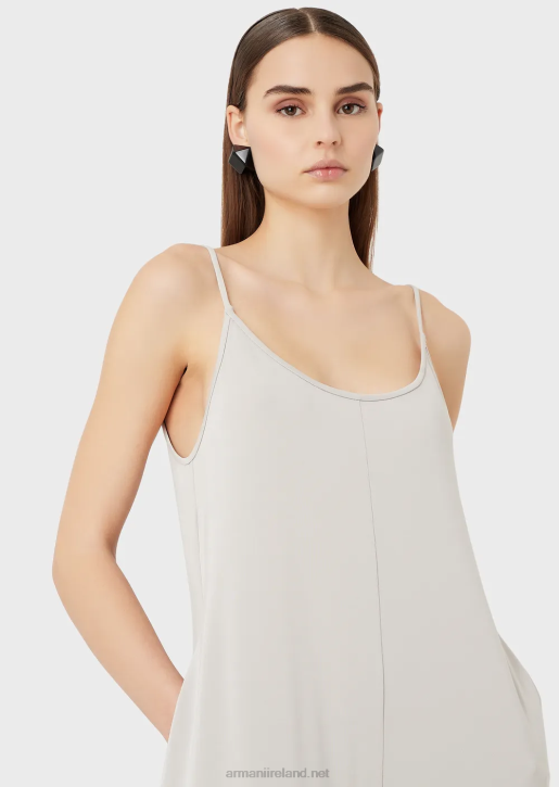 Women 086V120 Stretch Jersey Crepe Jumpsuit With Back Neckline Armani Gray