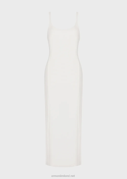 Women 086V121 Sensitive Bonded-Jersey Sheath Dress With Crossover Back Armani White