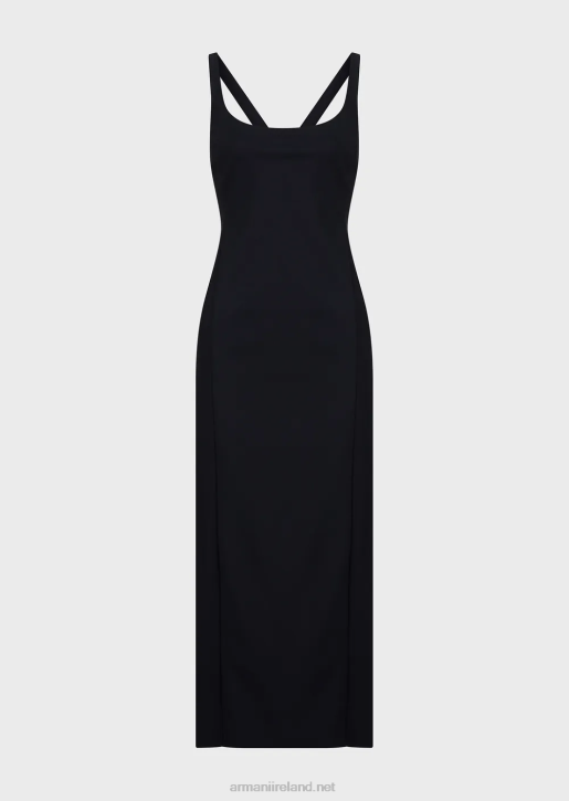 Women 086V122 Sensitive Bonded-Jersey Sheath Dress With Crossover Back Armani Black