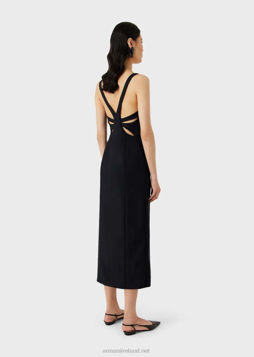 Women 086V122 Sensitive Bonded-Jersey Sheath Dress With Crossover Back Armani Black