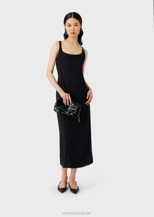 Women 086V122 Sensitive Bonded-Jersey Sheath Dress With Crossover Back Armani Black