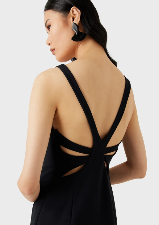 Women 086V122 Sensitive Bonded-Jersey Sheath Dress With Crossover Back Armani Black