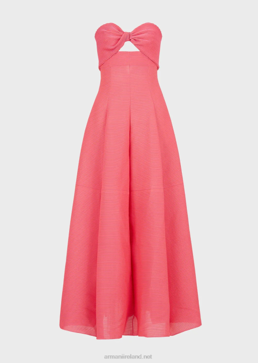 Women 086V126 Long Dress In Ribbed Barre Fabric With Sweetheart Neckline Armani Pink